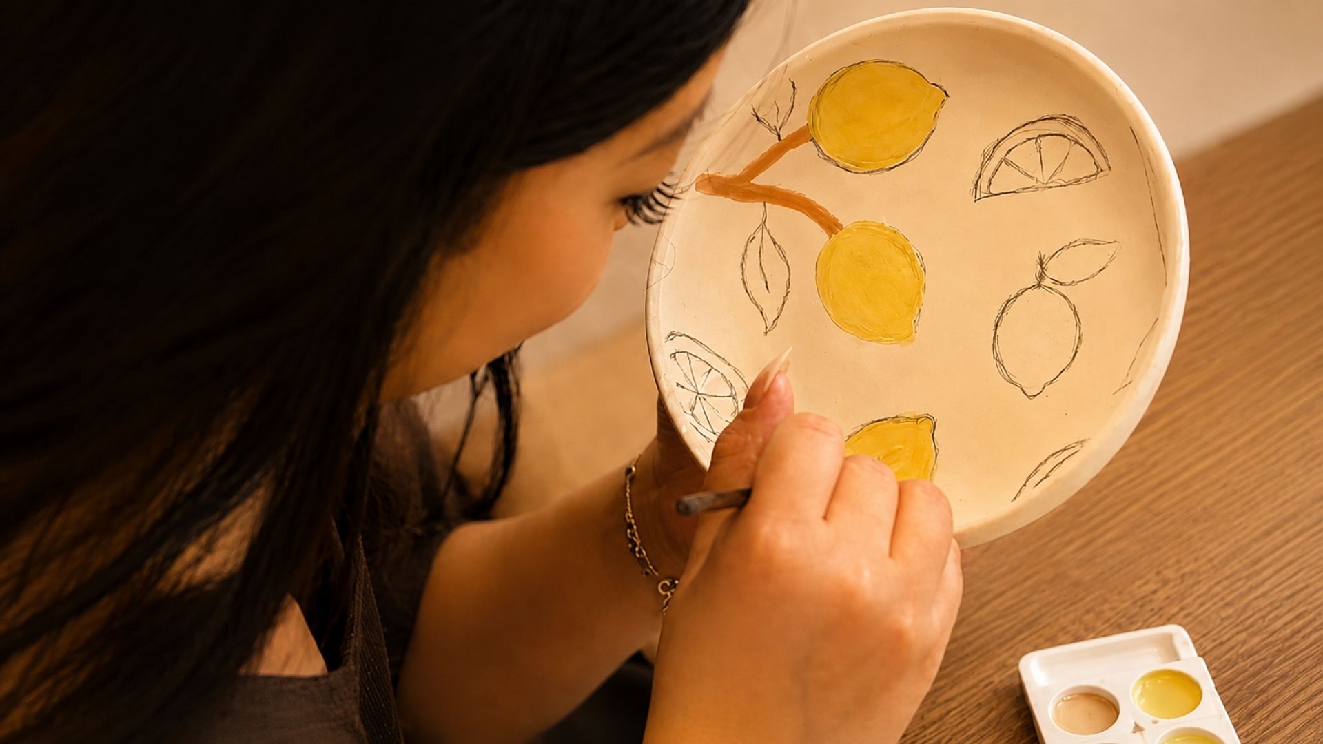 pintar plats de ceràmica al taller de La Pintoràmica Barcelona